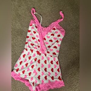 Pink Heart Print Women's pajama size small